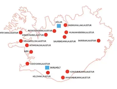 <p>Chieftans built churches but there were very few priests available (had to be brought over from England and Germany, and then trained in Iceland). Church was very weak until 1056, with the establishment of the Skaholt bishopric in the south, and then the Holar in the north (1106). </p>