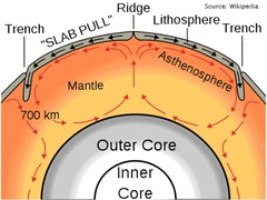 <p>Rising, expanding heat' and sinking, condensing cool gasses (air) or fluid (ocean, magma)</p>