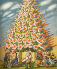<p>The sugar cone tree blooms and the bumblebees come.</p>