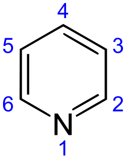 <p>A benzene ring with a carbon replaced with a nitrogen</p>