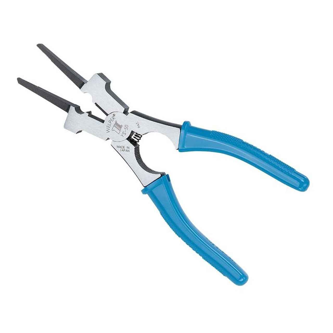 <p>Multi-purpose welding tool with insulated handles and forged steel jaws used to cut wire, remove spatter, clean fnozzles, and grip hot materials safely.</p>