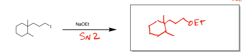 <p>-Sn2 Reaction </p><p>-replaces Alkyl Halide with OEt</p>