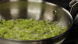 <p>Cooking covered over low heat in a small amount of fat to soften.</p>