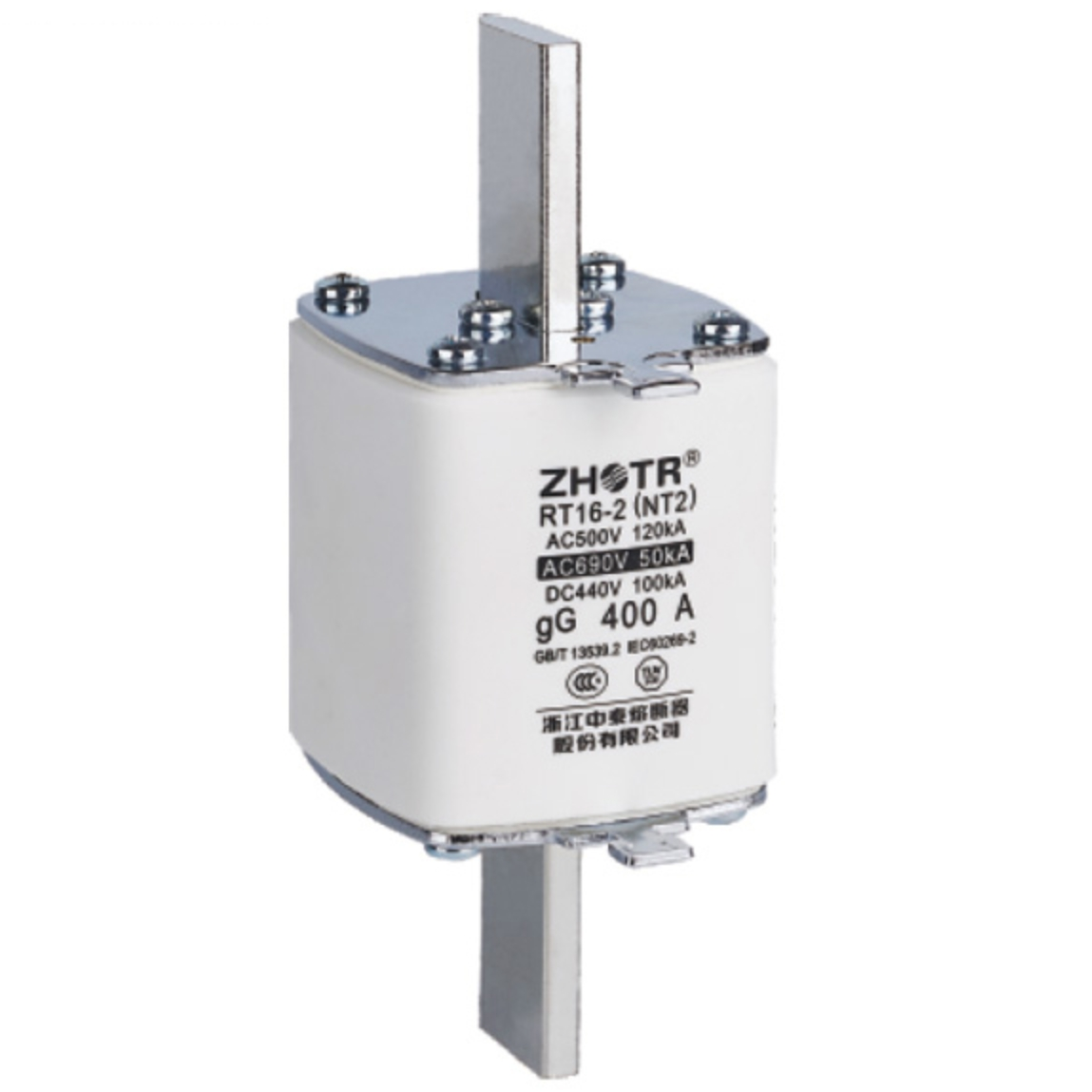 <p>High-amperage electrical fuse with flat blade contacts, rated 60–600 amps, designed for heavy service panels and not interchangeable with other fuse types or ratings.</p>