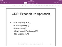 <p>The total spending on domestically produced final goods and services in the economy— is the sum of consumer spending (C), investment spending (I), government purchases of goods and services (G), and exports minus imports (X-IM).</p><p>EX: Consumption Spending: $400,000</p><p>Business Investment: $200,000</p><p>Government Expenditures: $125,000</p><p>Value of Exports: $50,000</p><p>Value of Imports: $185,000</p><p>$50,000+ $400,000-$185,000+$125,000+ $200,000=$590,000</p>