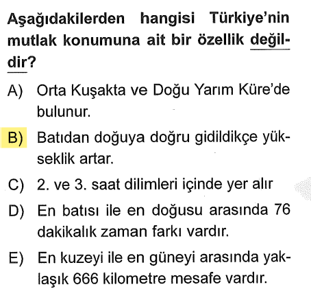 <p>Yükselti, dağların uzanışı ve yer şekilleri <strong>Özel (Göreceli) Konum</strong> ile ilgilidir. Mutlak konum ise sadece enlem ve boylamla (paralel-meridyen) açıklanabilen durumlardır</p>