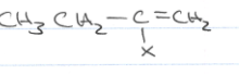 <p>The halogen will attatch to the most substituted end of the c-c triple bond, ie Ch3-CH2-X-C=CH2. <br><br>both cis and trans products will be observed. </p>