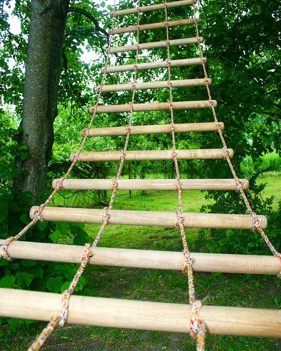 <p>A ladder made from rope</p>