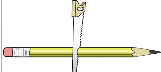 <p>By cutting through an object at the right angles to its longest dimensions</p>