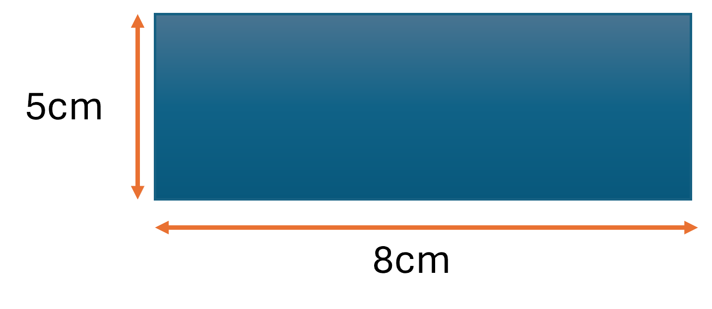 <p><span><mark data-color="yellow" style="background-color: yellow; color: inherit;">Area of rectangle = Length × Width</mark></span></p><p><span>•Length (L): the longer side</span></p><p><span>•Width (W): the shorter side</span></p><p><span>•Units are always squared (cm², m²)</span></p><p style="text-align: left;"><span><strong><u><mark data-color="#e9c841" style="background-color: rgb(233, 200, 65); color: inherit;">Fluency / Communication Using Symbols:</mark></u></strong></span></p><p style="text-align: left;"><span>Find the area of this rectangle</span></p><p><span>•Length = 8 cm</span></p><p><span>•Width = 5 cm</span></p><p><span>•Area = Length x Width</span></p><p><span>•Area = 8 × 5 = 40 cm²</span></p>