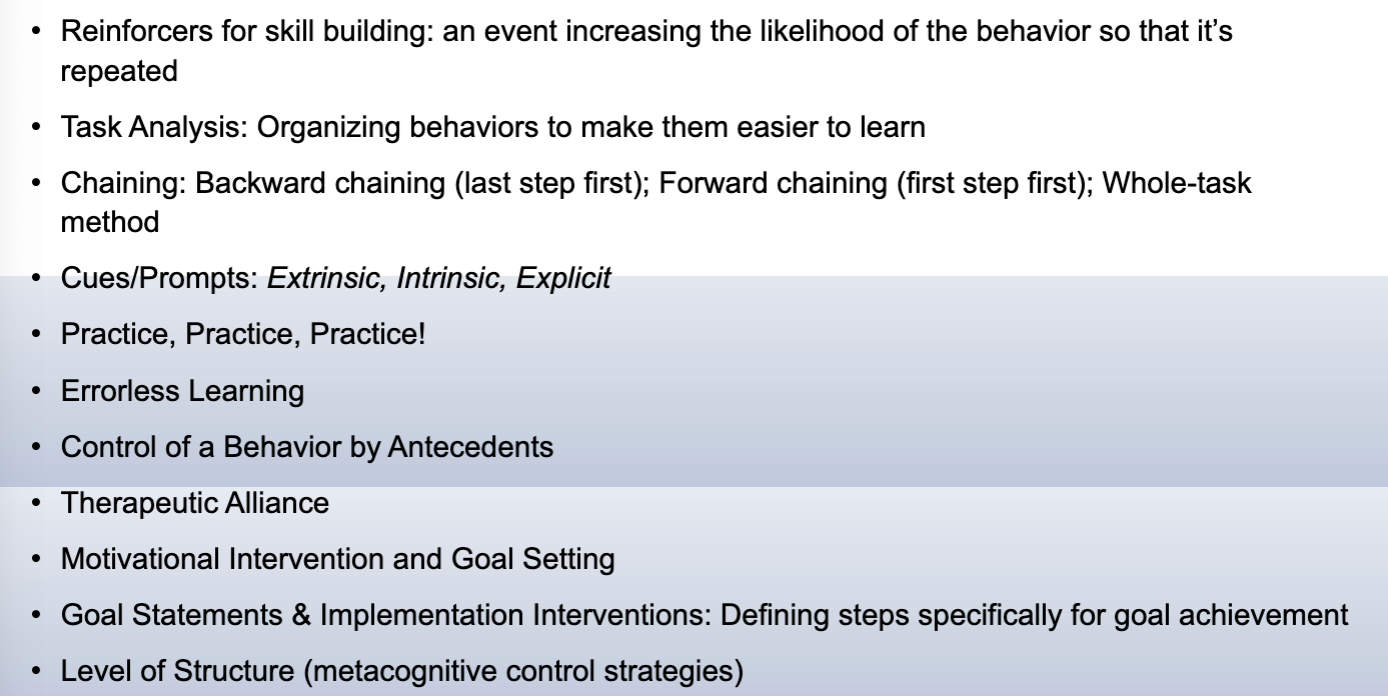 <p>assessments and intervention for executive functioning </p>