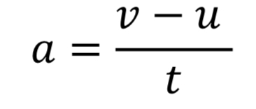 <p>v = final velocity (m/s)</p><p>u = initial velocity</p><p>t = time (s)</p>