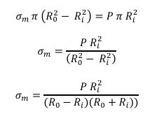 <p>om=PRi²/(Ro-Ri)(Ro+Ri)</p>
