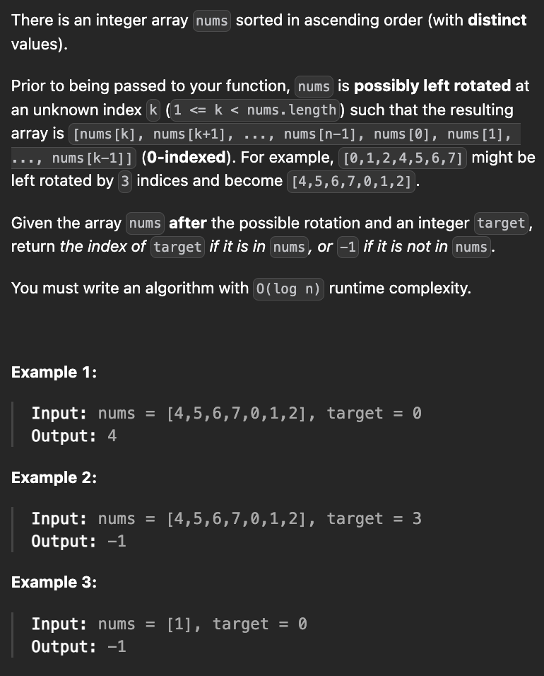 <p><strong>Search in Rotated Sorted Array</strong></p>
