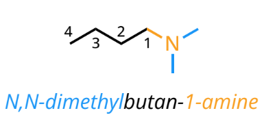 <ul><li><p>highest priority suffix “-amine”</p></li><li><p>prefix “-hydroxy-”</p></li><li><p>can be primary, secondary, or tertiary amine</p></li></ul><p></p>