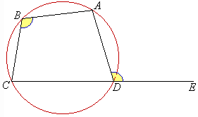 <p>The exterior angle of a cyclic quadrilateral is equal to the interior opposite angle.</p>