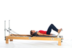 <p><strong>Setup</strong></p><ul><li><p>Lying supine in neutral spine position, hips externally rotated, toes placed on outside edge of footbar, wide V position</p></li><li><p>Resistance: medium to heavy | <strong>Springs: 3R or 3R+ 1B</strong></p></li></ul><p><strong>Movement</strong></p><ul><li><p>Exhale: Straighten legs</p></li><li><p>Inhale: Bend legs, return to start position</p></li></ul><p><strong>Muscle Focus</strong></p><ul><li><p>Hip extensors</p></li><li><p>Knee extensors</p></li></ul><p><strong>Objectives</strong></p><ul><li><p>Hip extensor control</p></li><li><p>Knee extensor strength</p></li><li><p>Ankle and foot control</p></li><li><p>Hip adductor control</p></li><li><p>Pelvic lumbar stabilization</p></li></ul><p><strong>Cues</strong></p><ul><li><p>Initiate movement with hip extensors</p></li><li><p>Straighten legs completely, avoiding hyperextension</p></li><li><p>Engage hip adductors</p></li><li><p>Establish plantarflexion when legs are straight</p></li><li><p>Keep heels stable moving around ankle joint</p></li><li><p>Maintain pelvic lumbar stabilization</p></li></ul><p></p>