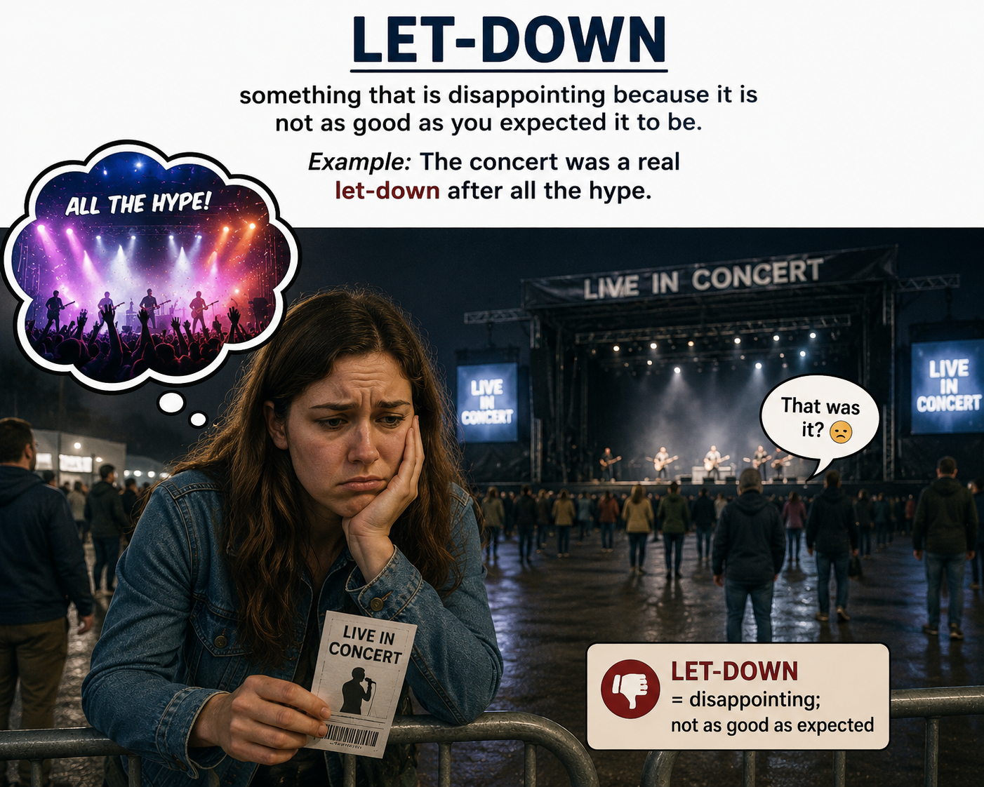 <p>Let (somebody/something) down (phrasal verb)</p>