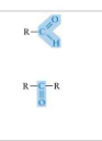 <p>Look for C=O, a carbon double-bonded to oxygen</p>