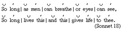 <p>Unstressed syllable followed by stressed syllable, short syllable followed by long syllable (ex. "Come live / with me / and be / my love")</p>