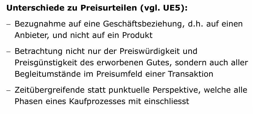 <p>Gedankliches Ergebnis einer Gegenüberstellung von Preiserwartungen und Preiswahrnehmungen seitens eines Kunden </p><p>− Multiattributives Konstrukt</p>