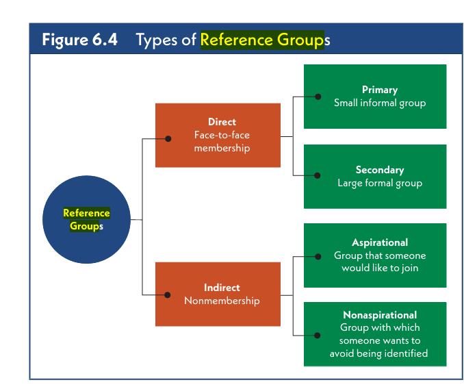 <p>the formal and informal groups that influence an individual’s buying behavior </p>