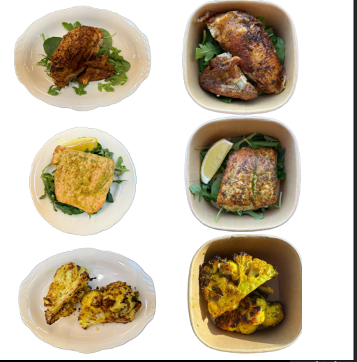 <p>Choose 1 Main, 2 Sides, and 1 Sauce of your choice</p><p>- Quarter Roasted Cauliflower: $15.95</p><p>Quarter Roasted Chicken (dark/white): $19.50</p><p>Herb Roasted Salmon: $19.95</p><p>Modification options: None</p><p>Allergens: Will vary depending on selection of Main, Sides, and Sauce</p>