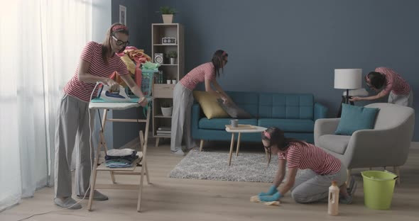 <p>To clean up, to make something clean.</p><p>[ˈtaɪdi ʌp]</p>