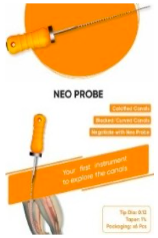 <p><span>created to bridge the </span><span style="color: red;"><span>gap between #10 &amp; #15 files</span></span><span> for smoother canal enlargement</span></p><p><span style="color: red;"><span>NeoProbe</span></span><span> → tip diameter of 0.12 and a taper of 1% (</span><em><span>varies on the brand)</span></em></p>