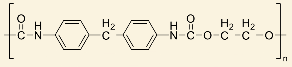 <p>show which sections of polyurethane provided strength and elasticity</p>