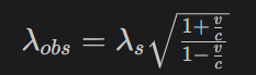 <p>Doppler shift approx → swap signs if blueshift</p>