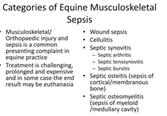 <p>Wound sepsis</p><p>Cellulitis</p><p>Septic synovitis</p><p>Septic osteitis</p><p>Septic osteomyelitities</p>