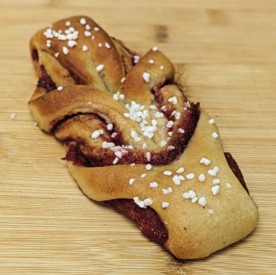 <p>Cardamom roll with raspberry filling</p>