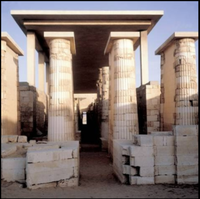 <p><span style="color: red;">Imhotep, arch., Funerary complex of King Djoser, Saqqara, Egypt,</span></p><p><span style="color: red;">Dynasty III (Old Kingdom), ca. 2630 BC</span></p>