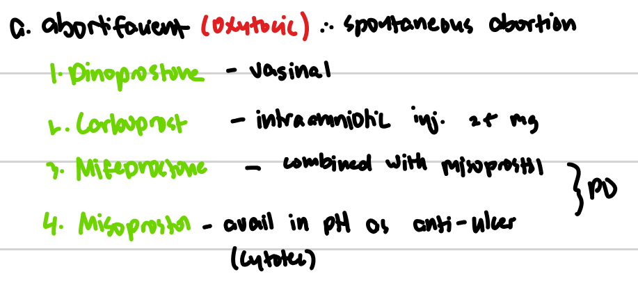 <p>What are the prostaglandin abortifacients </p>