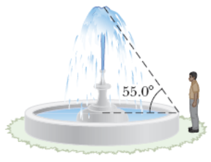<p><span>A high fountain of water is located at the center of a circular pool, as shown in the figure below.&nbsp;&nbsp;Not wishing to get his feet wet, a student walks around the pool and measures its circumference </span><strong>[C]</strong><span> to be </span>24.00<span>m.&nbsp;&nbsp;Next, the student stands at the edge of the pool and uses a protractor to gauge the angle of elevation </span><strong>[</strong><span><strong>𝜃</strong></span><strong>]</strong><span> at the bottom of the fountain to be </span>53.0<span>°. </span></p><p><span>2.1 </span><strong>{Standard Form}</strong><span> How high </span><strong>[h]</strong><span>, in meters, is the fountain?</span></p>