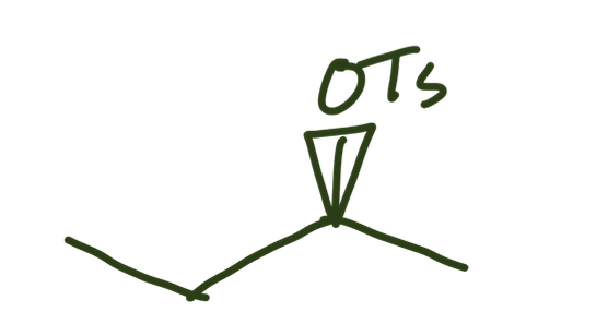 <p>WE’RE NOT DOING ANY SN1/SN2/E1/E2 here</p><ol><li><p>first the TsCl attaches to the OH through the Pi bond</p></li><li><p>then it kicks out the Cl, regains the pi bond</p></li><li><p>loses the H on the H—O—Ts complex </p></li><li><p>hence you’re left with OTs </p></li><li><p>RETENSION OF CONFIGURATION</p></li></ol><p></p>