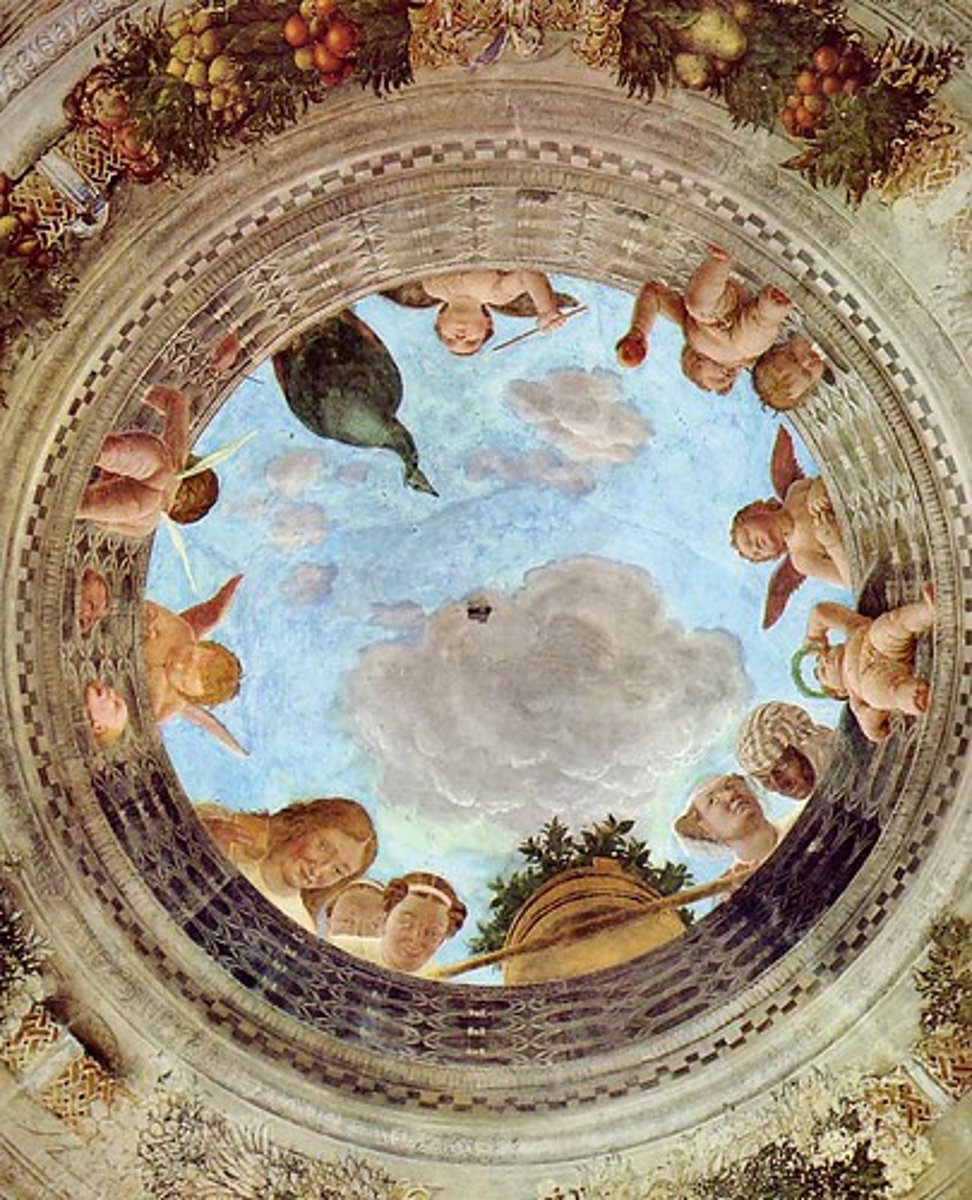 <p>visual illusion in art, especially as used to trick the eye into perceiving a painted detail as a three-dimensional object</p>