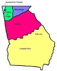 <ol><li><p>Appalachian plateau </p></li><li><p>valley and ridge</p></li><li><p>blue ridge</p></li><li><p>piedmont</p></li><li><p>coastal plain </p></li></ol><p></p>