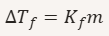 <ul><li><p>ΔT_f = decrease in freezing point</p></li><li><p>K_f = freezing‑point depression constant</p></li><li><p>m = molality</p></li></ul><p></p>