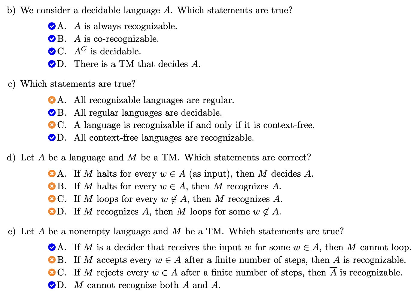 <p>b) all <br>c) B,D</p><p>d) None</p><p>e) A,D</p>