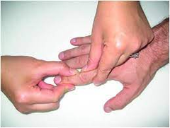 <p>Varus/valgus stress applied to PIP/DIP joints; tests collateral ligament integrity.</p>