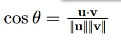 <p>cos⁡𝜃 in terms of the dot product,</p>