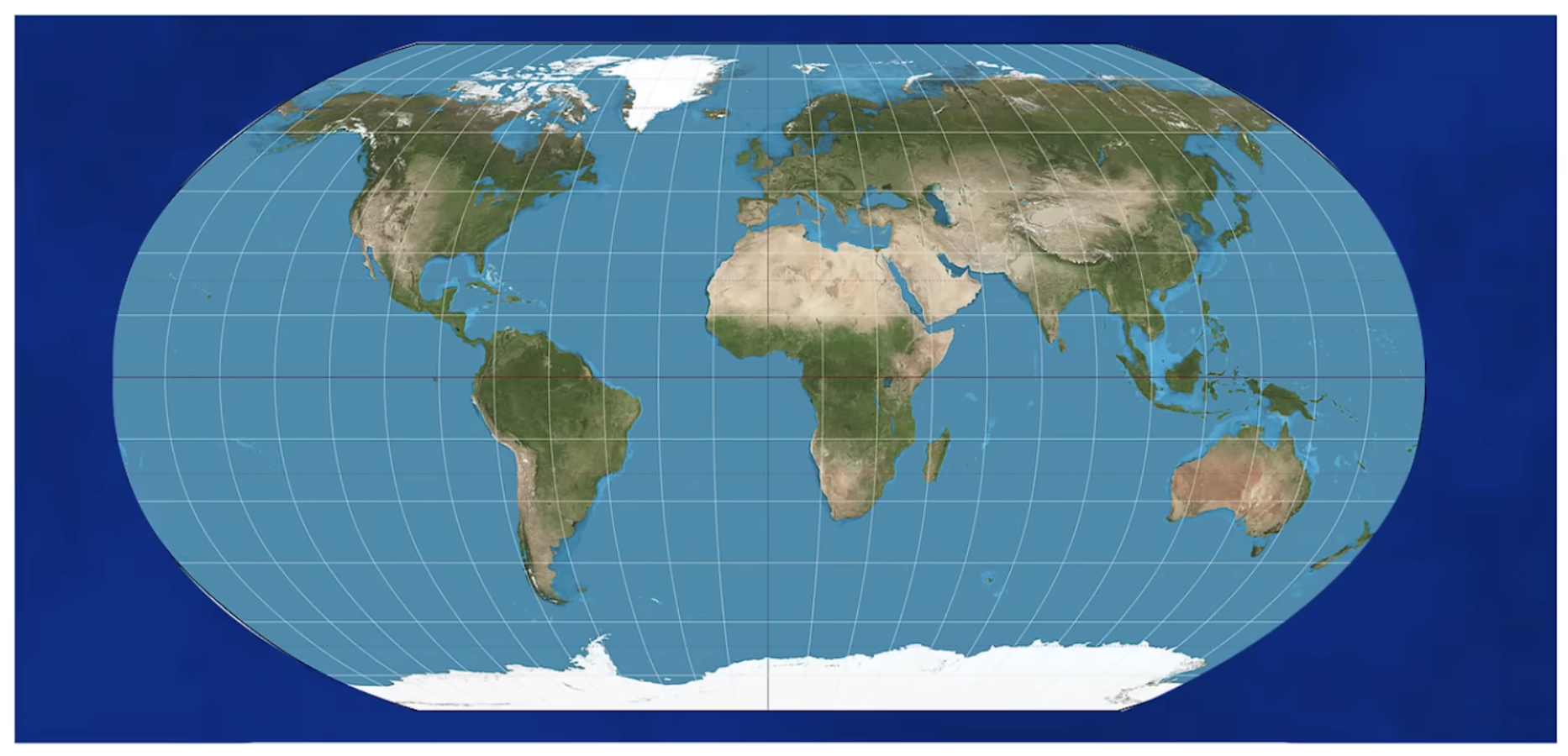 <p>Doesn’t preserve accurate spatial relationships but minimizes errors in each</p><p>Longitude and latitude </p>
