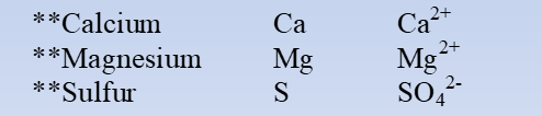 <p><span>Needed in relatively large amounts for crop growth but are required in smaller amounts than primary nutrients</span></p><ul><li><p>calcium, magnesium, and sulfur</p></li></ul><p></p>