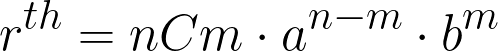 <p>where m = r-1</p>