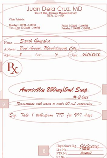 <ol><li><p>prescribers information and signature</p></li><li><p>date of prescription written</p></li><li><p>patient information</p></li><li><p>Rx (superscription)</p></li><li><p>Inscription (body)</p></li><li><p>subscription (instruction to the pharmacists)</p></li><li><p>Signa (transcription, instruction to the px)</p></li><li><p>physician’s signature and other information</p></li></ol><p></p>