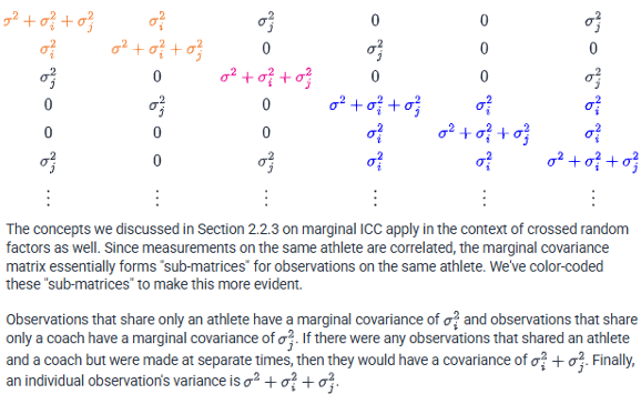 <p>A model with <span>multiple random factors whose levels do not have a specific nesting structure</span></p><p><span>Adds a random factor v_i to the model (level 2)</span></p><p><span>Changes estimation (sparse matrices)</span></p><p><span>Testing - Likelihood Ratio</span></p><p><span>Changes form of the implied marginal covariance matrix</span></p>