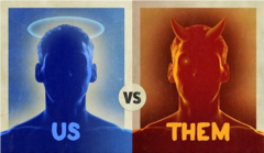 <p>discriminating, separating others/The article uses othering language/ very othering</p>