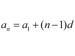 <p>an=a1+(n-1)d</p><p>a1= first term</p><p>d= common difference between 2 terms</p><p>n= number of terms</p><p>an= nth term</p>